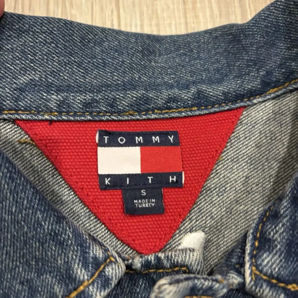 Kith Tommy Hilfiger Denim Jean Jacket Mens S Big Flag Blue Authentic Embroidered